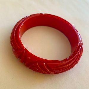 Vintage Bakelite Ruby Red Bangle Bracelet. Tested.